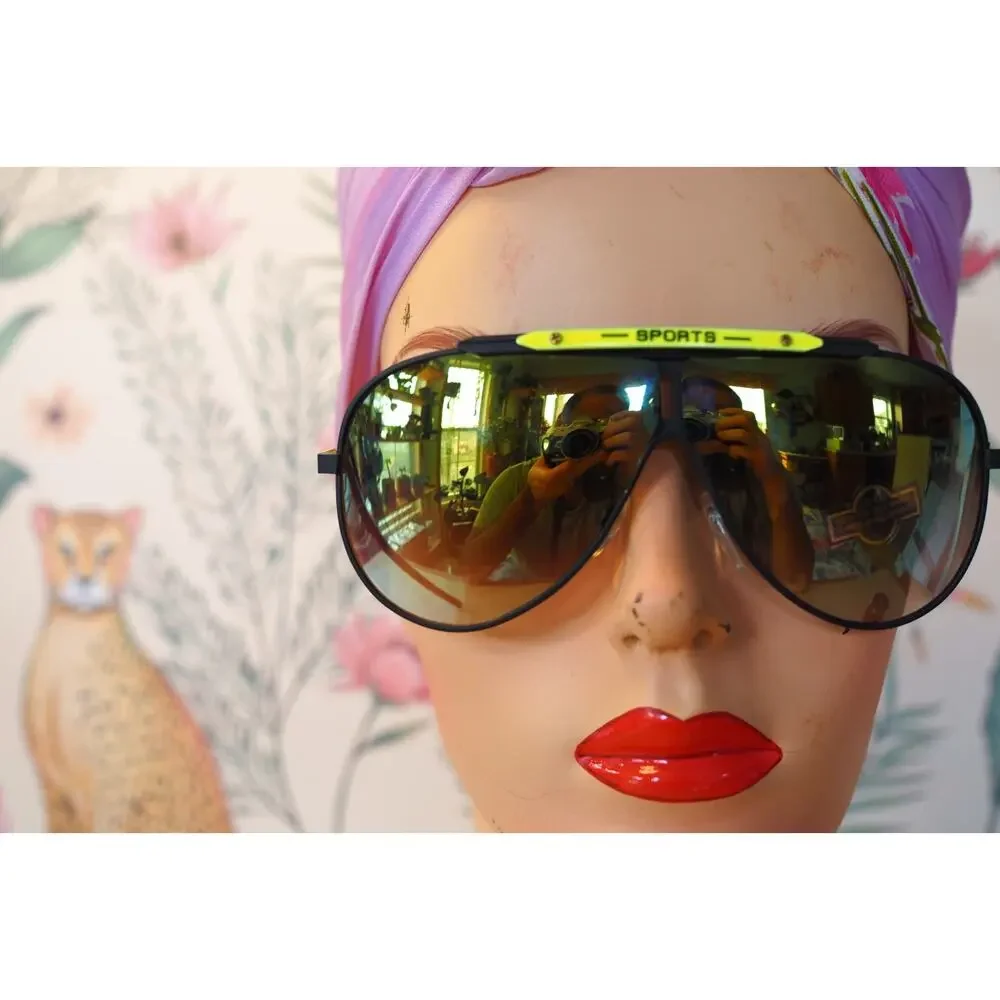 Vintage Aviator Sunglasses 1980s Taiwan NOS Multicolor Rave Party Retro Sporty